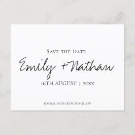 Cartão Postal De Anúncio Casamento Moderno Contemporâneo Clássico Preto Bra