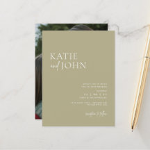Casamento Moderno Minimalista com Foto em Verde Sá