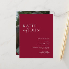Cartão Postal De Anúncio Casamento Moderno Minimalista Foto Vermelha Borgon