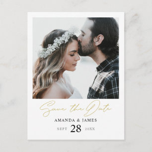 Cartão Postal De Anúncio Casamento Moderno Salve a Data Convide com Foto