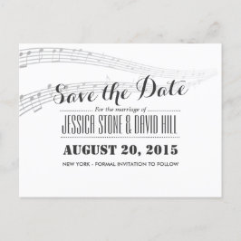 Cartão Postal De Anúncio Casamento Musical Simples e Elegante Salve a Data