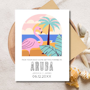 Cartão Postal De Anúncio Casamento na Praia de Destino de Aruba Salve a Dat