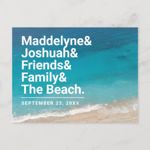 Cartão Postal De Anúncio Casamento na Praia Simples E comercial Save the Da