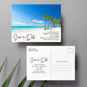 Cartão Postal De Anúncio Casamento na Praia Tropical de Punta Cana - Salve