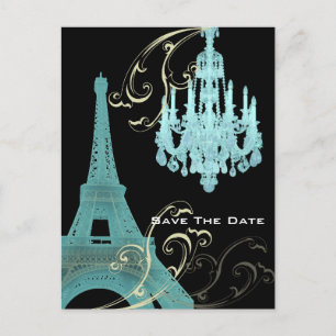 Cartão Postal De Anúncio casamento na Torre Eiffel de Paris save the date