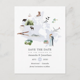 Cartão Postal De Anúncio Casamento no Canadá - Save the Date
