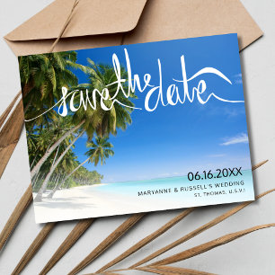 Cartão Postal De Anúncio Casamento no Paraíso da Praia Tropical - Salve a D
