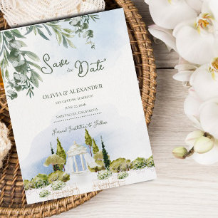 Cartão Postal De Anúncio Casamento no Pavilhão do Jardim da Propriedade - S