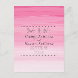 Cartão Postal De Anúncio Casamento Ombré Rosa Quente Salvar A Data