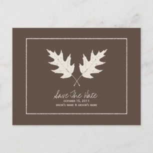 Cartão Postal De Anúncio Casamento outono Brown Salve As Folhas De Carvalho