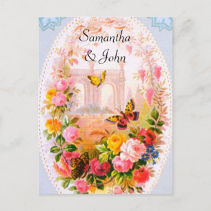 Cartão Postal De Anúncio Casamento Romântico do Jardim Salve a Data