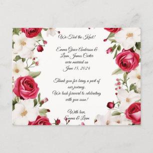 Cartão Postal De Anúncio Casamento Romântico Rosa Vermelha & Lírio do Vale