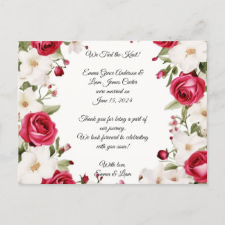 Cartão Postal De Anúncio Casamento Romântico Rosa Vermelha & Lírio-do-Vale