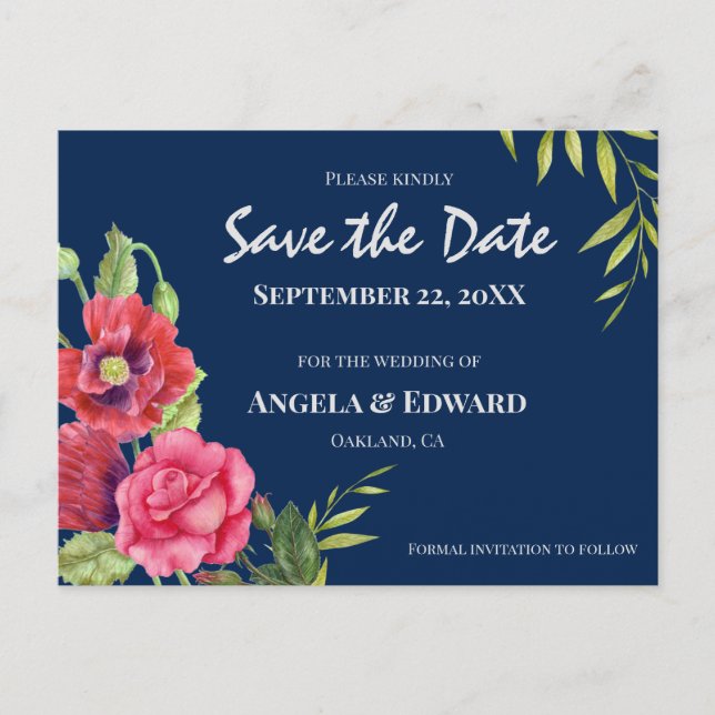 Cartão Postal De Anúncio Casamento Rosa Rosa Rosa Rosa Rosa Vermelho Salva  (Frente)