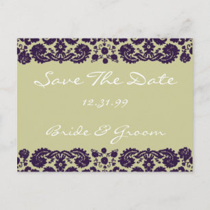 Cartão Postal De Anúncio Casamento Roxo Damask