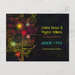 Cartão Postal De Anúncio Casamento Rural à Noite Rústica Salve a Data