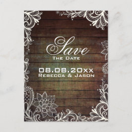 Cartão Postal De Anúncio casamento russo de barnwood salve a data