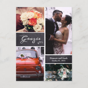 Cartão Postal De Anúncio Casamento Russo de Colagem de Foto Chalked "Grazie
