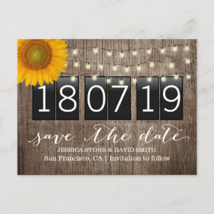 Cartão Postal De Anúncio Casamento Russo de Girassol do País Salvar a Data