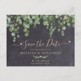Cartão Postal De Anúncio Casamento Russo Eucalyptus Greenery Salvar A Data