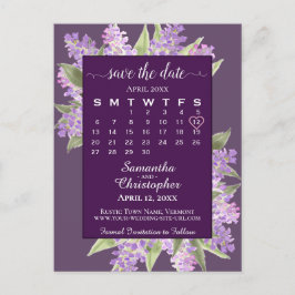 Cartão Postal De Anúncio Casamento Rustic Lilacs Salve a Pluma de Calendári