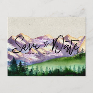 Cartão Postal De Anúncio Casamento Rustic Mountain Salvar o Cartão-postal
