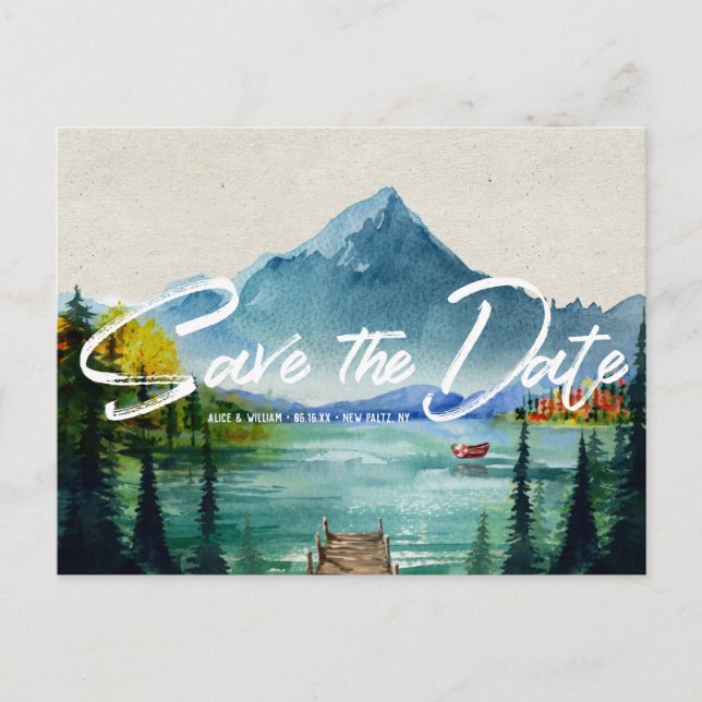 Cartão Postal De Anúncio Casamento Rústico de Outono na Montanha | Salve a  (Frente)