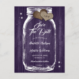 Cartão Postal De Anúncio Casamento Rústico Mason Jar Wood Salvar Data