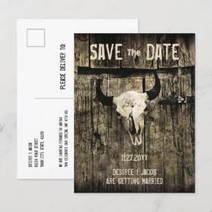Cartão Postal De Anúncio Casamento Rústico Ocidental Crânio de Touro Salvar