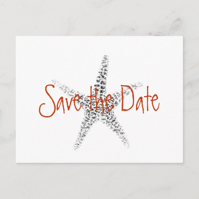 Cartão Postal De Anúncio Casamento Salve a Data com Starfish (Frente)