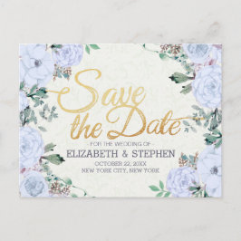 Cartão Postal De Anúncio Casamento Salve a Data Floral Elegante Roteiro Dou