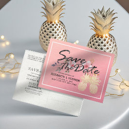 Cartão Postal De Anúncio Casamento Salve A Data Moderna Do Casal De Abacaxi