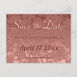 Cartão Postal De Anúncio Casamento Salve A Data Rosa Dourada Elegante