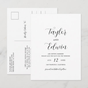 Cartão Postal De Anúncio Casamento Simples Contemporâneo Moderno Salve a Da