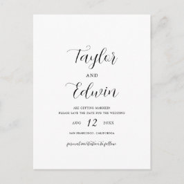 Cartão Postal De Anúncio Casamento Simples Contemporâneo Moderno Salve a Da