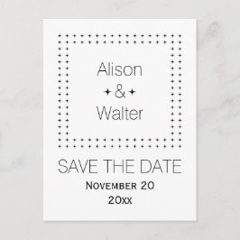 Cartão Postal De Anúncio Casamento simples de quadro branco preto Salve a d