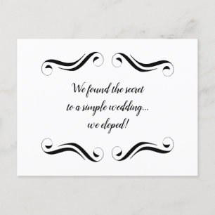 Cartão Postal De Anúncio Casamento Simples e Elegante em Preto e Branco