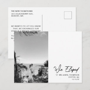 Cartão Postal De Anúncio Casamento Simples e Minimalista com Fuga Romântica