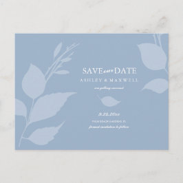 Cartão Postal De Anúncio Casamento Simples Economizar Data em Azul Poeira