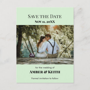 Cartão Postal De Anúncio Casamento Simples Elegante Salve A Data Verde