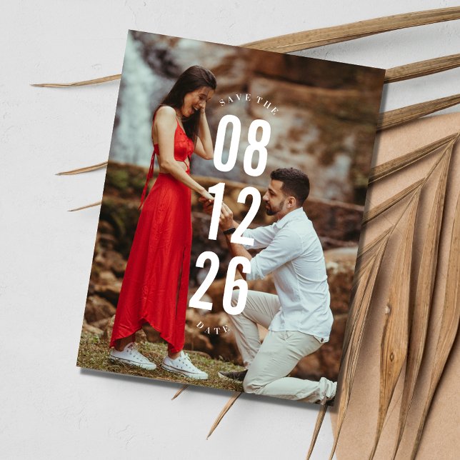 Cartão Postal De Anúncio Casamento Simples Moderno Fotografia Orçamento Sal (Simple Modern Photo Budget Wedding Save the Date Postcard)