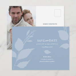 Cartão Postal De Anúncio Casamento Simples Orçamento Save The Date Azul Emp