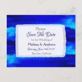 Cartão Postal De Anúncio Casamento Tema Oceano Praia Azul Salve a Data