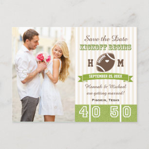 Cartão Postal De Anúncio Casamento Temático de Futebol Salve a Data