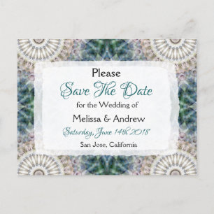 Cartão Postal De Anúncio Casamento Temático de Mandala Save the Date
