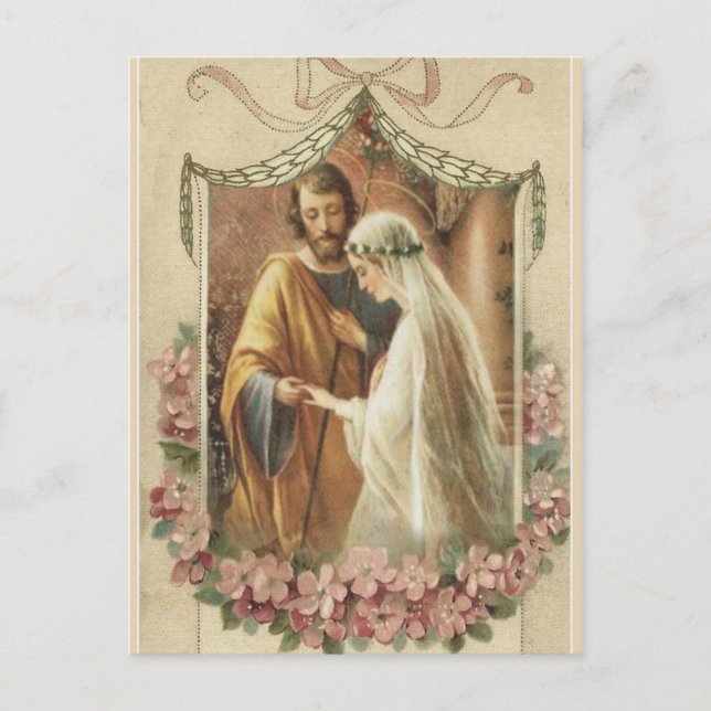 Cartão Postal De Anúncio Casamento Tradicional Católico SALVE A DATA (Frente)