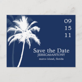 Cartão Postal De Anúncio Casamento Tropical Palm Trees Salvar a Data