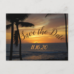 Cartão Postal De Anúncio Casamento Tropical Salve a Data