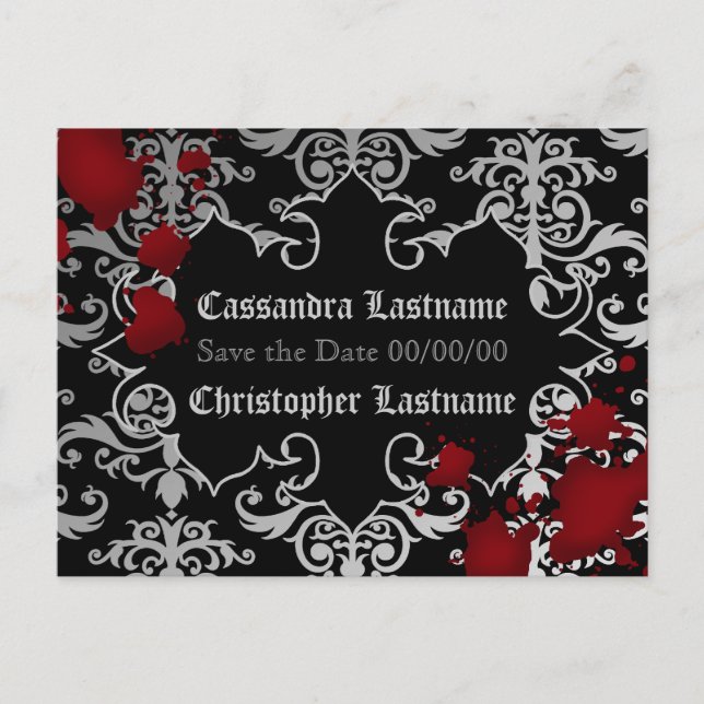 Cartão Postal De Anúncio Casamento Vampiro Halloween | Guardar a data (Frente)