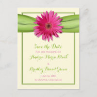 Casamento Verde Rosa Gerbera Daisy Salve a Data